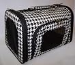 Designer Dog Carrier - Luggage Style Pet Carrier - Houndstooth With Black Trim