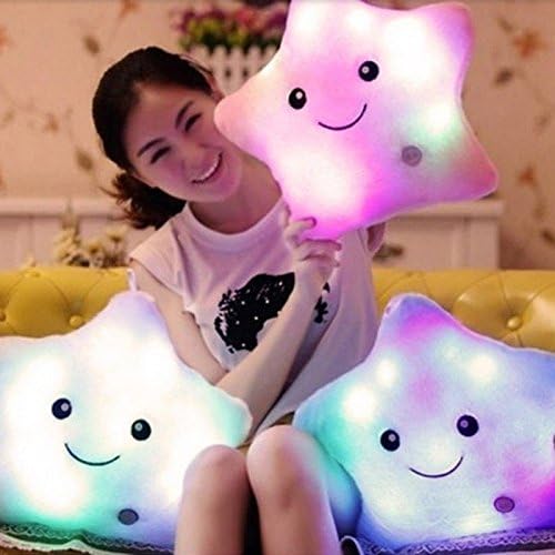 Best Seller Colorful Star Glow LED Luminous Light Pillow Cushion Soft Relax Gift Smile 5 Colors Cushion(Yellow)