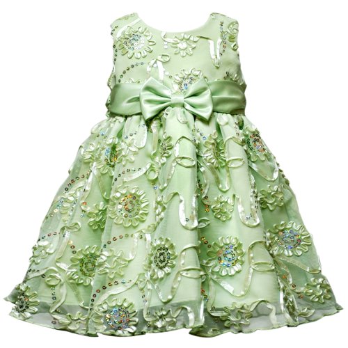 Size-18M RRE-44421E 2-Piece HONEYDEW-GREEN SEQUINED SOUTACHE MESH OVERLAY Special Occasion Wedding Flower Girl Party Dress,E144421 Rare Editions BABY/INFANT
