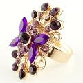 Purple Vintage Oval Flower Rhinestone Crystal Adjustable Cocktail Ring