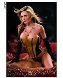 Satin & brocade corset with front busk closure & back lacin