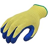 G & F 1607L Cut Resistant 100-Percent Kevlar Gloves, Heavy Weight Textured Blue Latex Coated, Large, 1-Pair