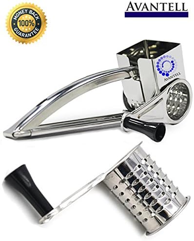 Avantell Rotary Cheese Grater, Stainless Steel Electric, Removable Parts For Fast Cleanup, Lightwieght And Versatile, Ultra Sharp Easy To Use, The Best Idea For Your Home Kitchen Tools