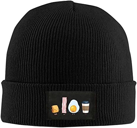 Egg Bacon Croissant Friends Warm Knit Hats Black