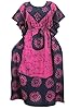 Kaftan Caftans Pink Batik Cotton Lounger Wear Womans Boho Dress Onesize