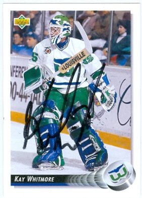 Kay Whitmore autographed Hockey Card Hartford Whalers 1992 Upper Deck 76B0085EOEAA