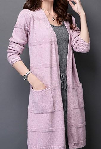 Light purple winter new female Korean long-sleeved knit sweater and long sections cardigan sweater coat pocket for the crowd Size 40-173kg body weight