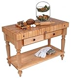 John Boos & Co. Cucina Rustica Kitchen Table with Shelf - 24" x 30" - CUCR0 ....