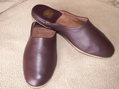 Men's Leather Mule Slipper (UK SIZE 9, Wine)