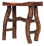 Log Wood Small Rectangle Stool With Bark 17" x 9" x 18"