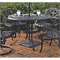 Outdoor Cast Aluminum 48" Round Dining Table in Black Metal