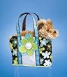 DAISY MADNESS TOTE WITH PLUSH SHEP TERRIER 7.5" WIDE