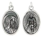 Sterling Silver Virgin Mary and St. Peregrine 15/16' X 5/8' (24 mm X 16 mm).