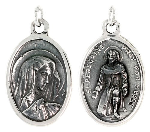 Sterling Silver Virgin Mary and St. Peregrine 15 16 X 5 8.