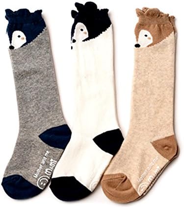 Lace Ruffles and Bow Knee High Socks For 1Y - 12Y (1-2 YR, 3Pairs Raccoon Socks)