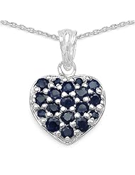 2.00 Carat Genuine Blue Sapphire Heart Shape Sterling Silver Pendant