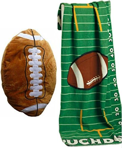 Football Plush Pillow and Football Fleece Throw Bundle Combo