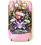 New Pink Ed Hardy Loves Kill Slowly Snap on Hard Skin Back Cover Case for Blackberry Curve 8900 + Premium Lcd Screen Guard in Original Box