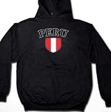 Peru Flag Shield International Soccer Sweatshirt, Peruvian National Pride Mens Pullover Hoodie, Small, Royal