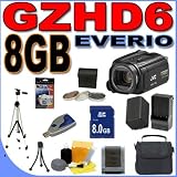 Cheap JVC Everio GZ-HD6 120GB Hard Drive HDD 3CCD Camcorder with 10x Optical Zoom PLUS 8GB SDHC Memory Card - Extra Rechargeable Battery - Rapid External Charger - 3 Piece Filter Kit - Full Size Tripod - GZHD6 BigVALUEInc Accessory Saver Bundle + MORE