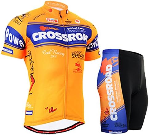 Outdoor Cycling MTB Compression Bright T-Shirt & Shorts Suit f_d067 Black+Yellow XXXL