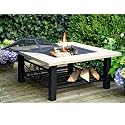Feuerstelle BBQ Feuerkorb Stein-Optik 92x92cm