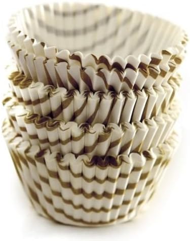 Gold Swirl Paper Mini Bake Cups, 300 Count Measures: 1" X 1.25" X 1.25" / 2.5cm X 3cm X 3cm,New