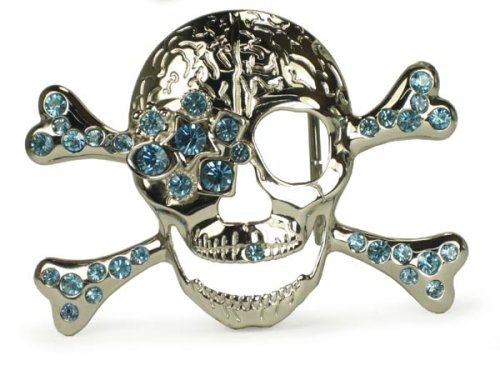 Click here to buy Rhinestone Skull & Crossbones Belt Buckle by beltiscool.