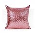 AMAZLINEN(TM Decorative Glitzy Sequin & Comfy Satin Solid Throw Pillow Cover 18 Inch Square Pillow Case, Hidden Zipper Design, 1 Cover Pack Only(Pink)