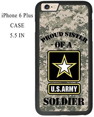 Proud Sister of a U.S. Army Soldier Quotes with Camouflage Pattern iPhone 6 Plus 5.5 Inch Plastic and TPU Durable Phone Case Cover(Laser Technology)