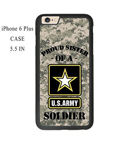 Proud Sister of a U.S. Army Soldier Quotes with Camouflage Pattern iPhone 6 Plus 5.5 Inch Plastic and TPU Durable Phone Case Cover(Laser Technology)