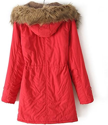 Mooncolour Women Slim Fit Hooded Cotton Jacket (M, Red)