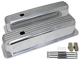 1987-97 Chevy 5.0L & 5.7L Tall Polished Aluminum Center Bolt Valve Covers - Finned