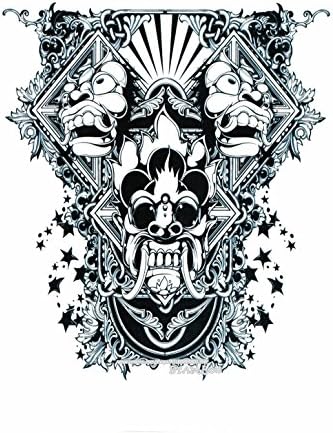 BTArtbox Big Pattern Style 6 inch X 8 inch Three Faces Body Art Stickers High Quality Removable Easy to Use Waterproof Long Duration Flash Personalized Temporary Tattoo - One Sheet(#6)