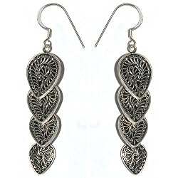 Designer Earrings Sterling Silver Jewelry for Women 2.75 inches (ers224)