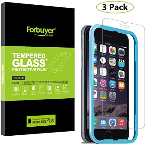 iPhone 6s plus Tempered Glass, Forbuyer Screen Protector Touch Accuracy HD Clear Glass Protector Ballistic Glass for iPhone 6 plus iPhone 6s plus with Easy Installation Applicator (3 pk 5.5 inch ONLY)