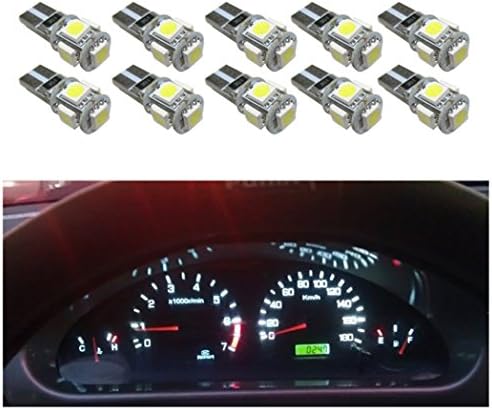 Cheska Canbus T10 W5W LED bulb Dashboard Light Dome Light Parking Light (Pack of 10) (White)