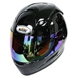 Motorcycle Street Bike Glossy Solid Black Full Face Adult Helmet