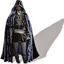 Mittelalter-Cape mit Kapuze, Samt, blau, Größen S - XL