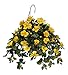House of Silk Flowers Artificial Yellow Hibiscus Hanging Basket