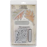 Sizzix Framelits Dies with Clear Stamps by Tim Holtz, Leaf Blueprint, 4-Pack