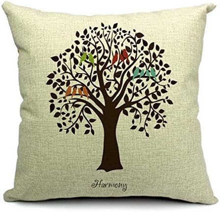 Levionlinesale No.1507 Tree color birds 1 Pillow Cover Decorative Pillows For Sofa