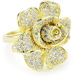 Beyond+Rings+%26quot%3BRose%26quot%3B+Crystal+Encrusted+Flower+14k+Gold%2DPlated+Cocktail+Ring%2C+Size+7