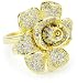 Beyond Rings "Rose" Crystal Encrusted Flower 14k Gold-Plated Cocktail Ring, Size 7