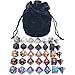 Assorted Polyhedral Dice Set with Black Drawstring Bag, 5 Complete Dice Sets of D4 D6 D8 D10 D% D12 D20 Great for Dungeons and Dragons DnD RPG MTG Games