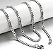 TRUSUPER Jewelry 3.5mm Titanium Steel Mens Beveled Curb Link Chain Silver Necklace, 24