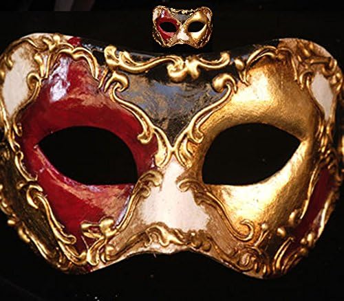 Eye Mask Gold, Red, Black, White - Carnival Halloween Costume - Venetian Mask F39
