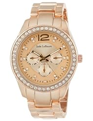 Womens Rose Gold Bracelet Watch Rhinestone Accented Bezel Jade LeBaum - JB202735G
