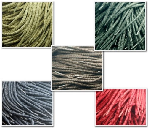 Round Cord 5mm Waxed Cotton Hiking Walking Work Boots Laces