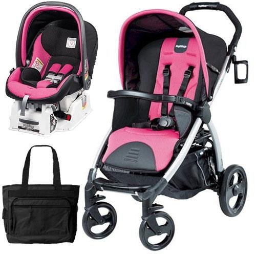 Peg Perego Book Stroller Travel System with a Diaper Bag Fucsia Hot